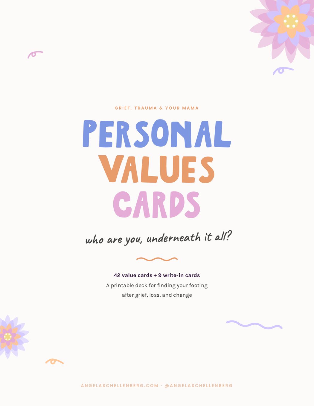 Personal Values Cards printable deck cover